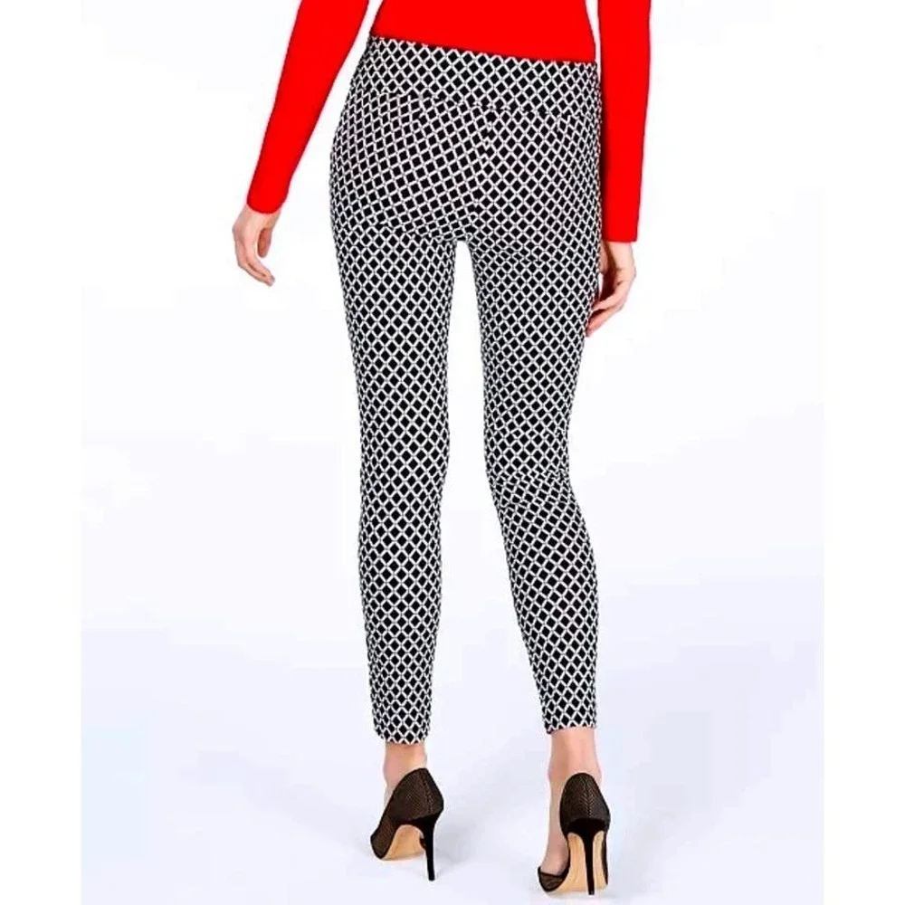 INC International Concepts~Skinny Pants~Size‎ 4~Black White Diamond Grid/Stretch